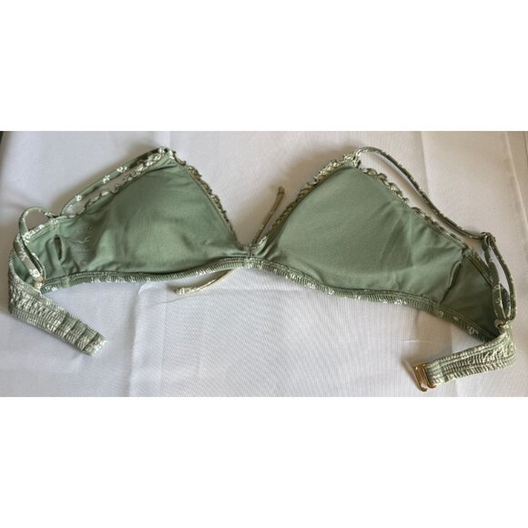 Hollister 2pc Swimsut Bikini Green Women Medium Triangle Silhouette Smocked - Picture 7 of 14